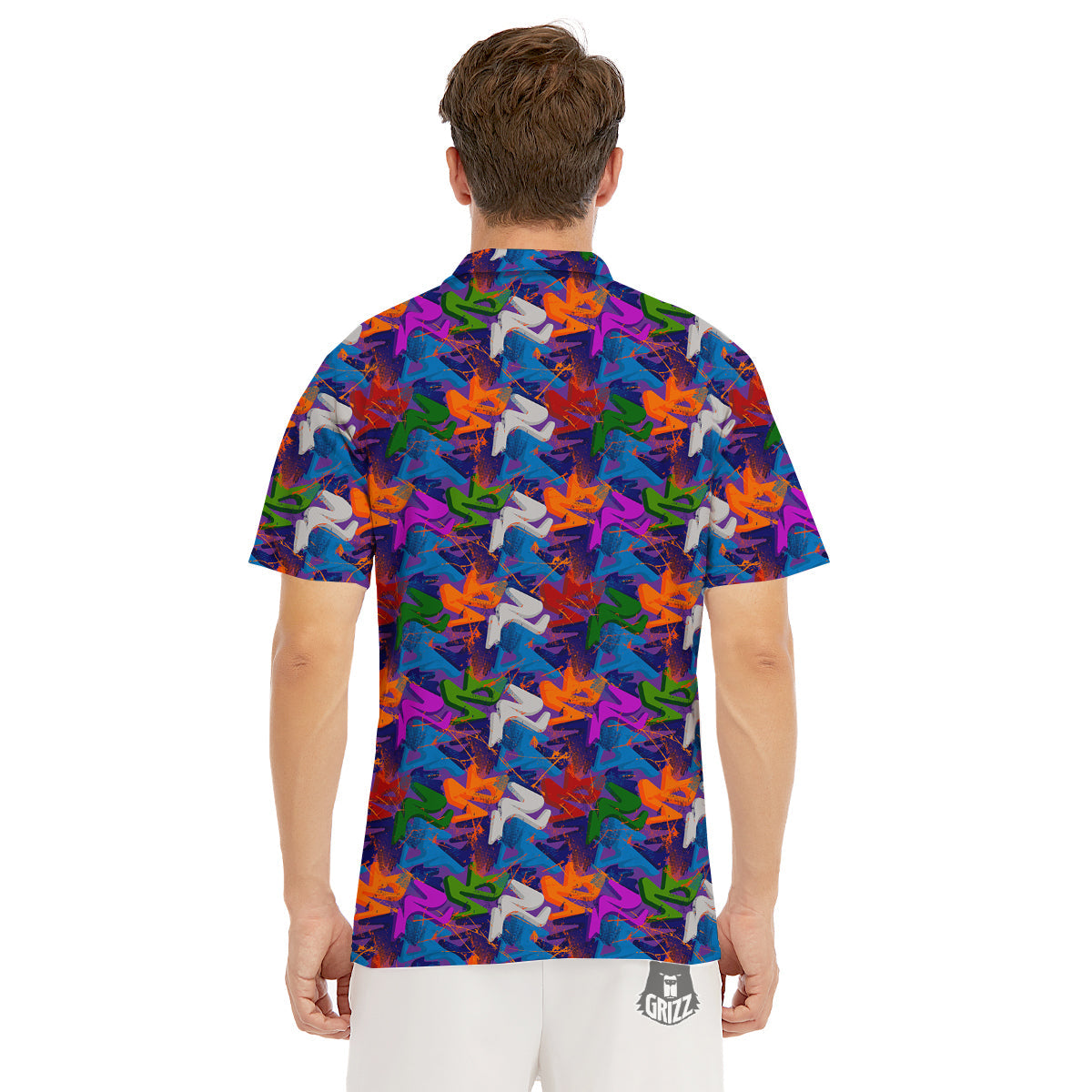 Funky Abstract Print Pattern Men's Golf Shirts-grizzshop