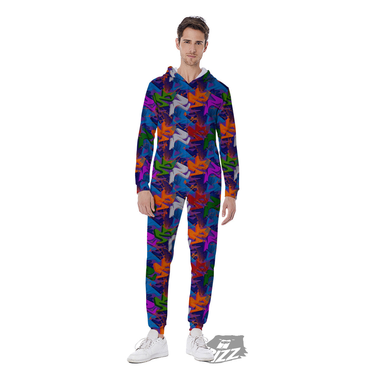 Funky Abstract Print Pattern Men's Jumpsuit-grizzshop