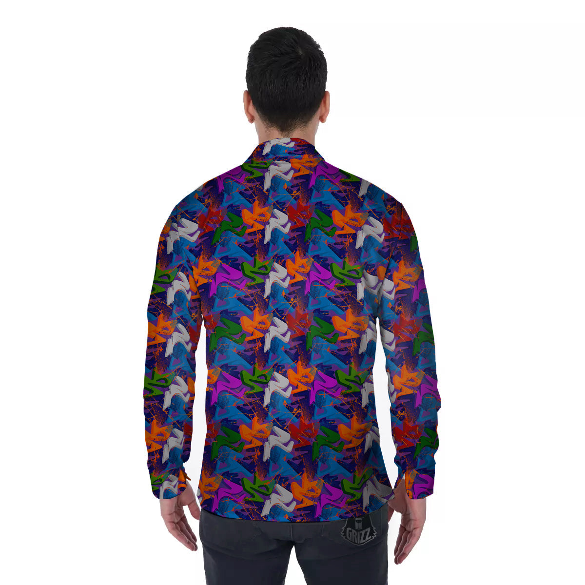 Funky Abstract Print Pattern Men's Long Sleeve Shirts-grizzshop
