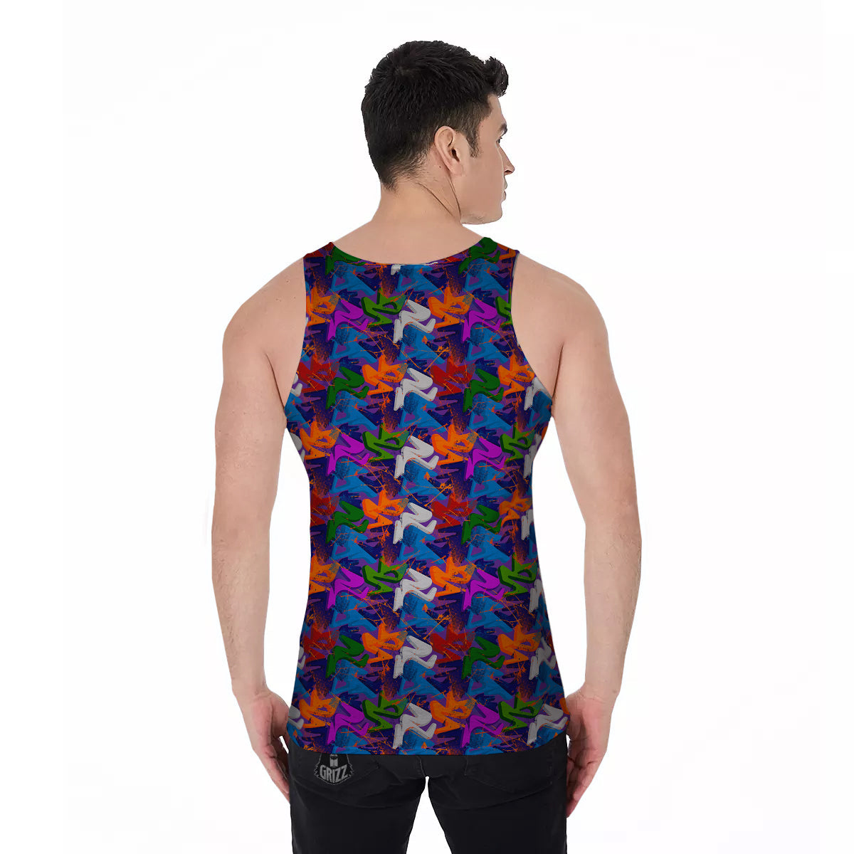 Funky Abstract Print Pattern Men's Tank Top-grizzshop
