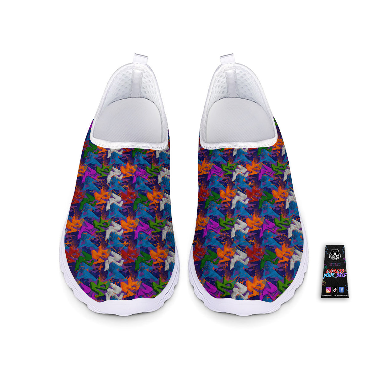 Funky Abstract Print Pattern Nurse Shoes-grizzshop