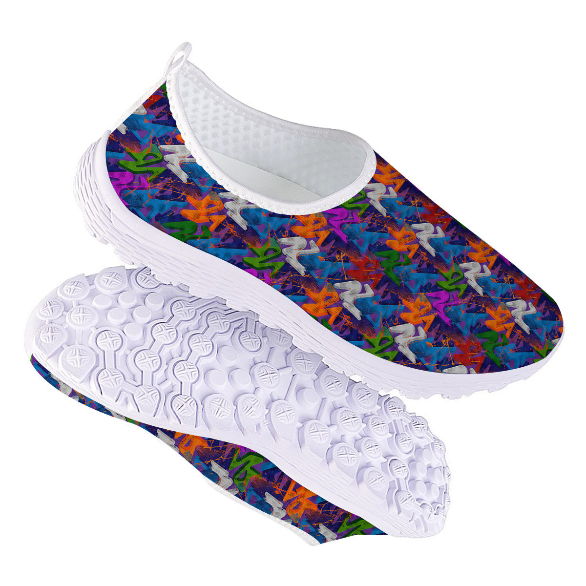 Funky Abstract Print Pattern Nurse Shoes-grizzshop