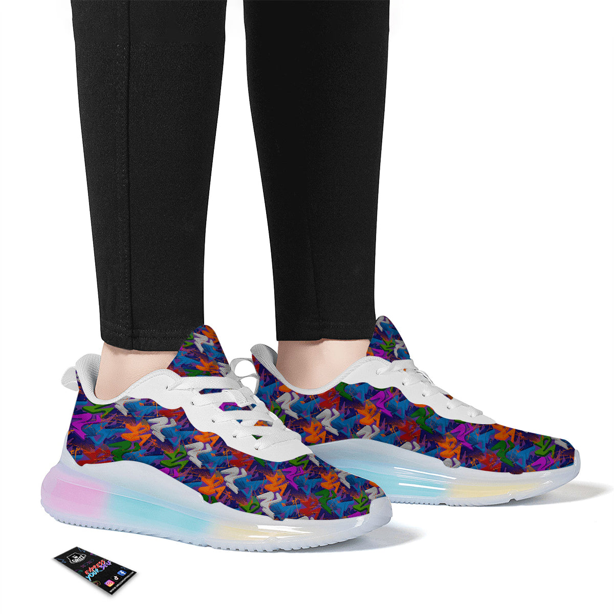 Funky Abstract Print Pattern Running Sneakers-grizzshop