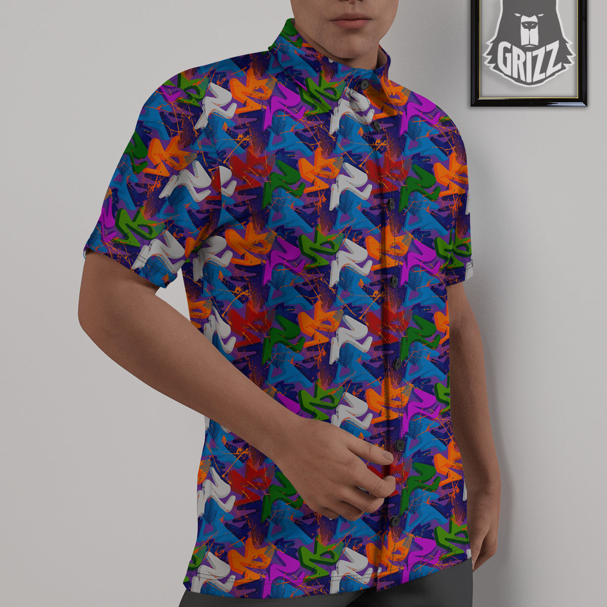 Funky Abstract Print Pattern Untucked Shirts-grizzshop
