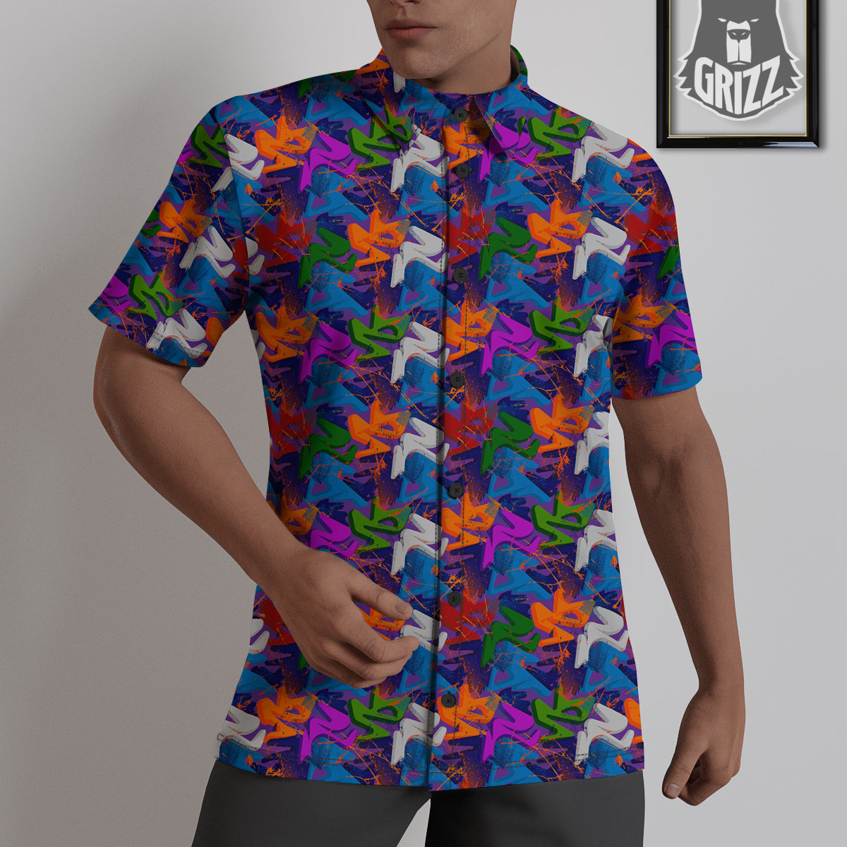 Funky Abstract Print Pattern Untucked Shirts-grizzshop