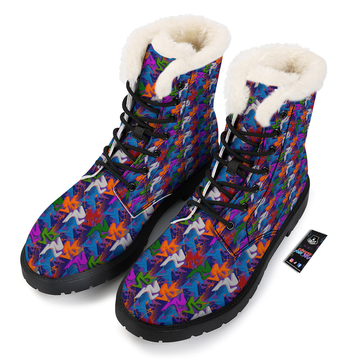 Funky Abstract Print Pattern Winter Boots-grizzshop