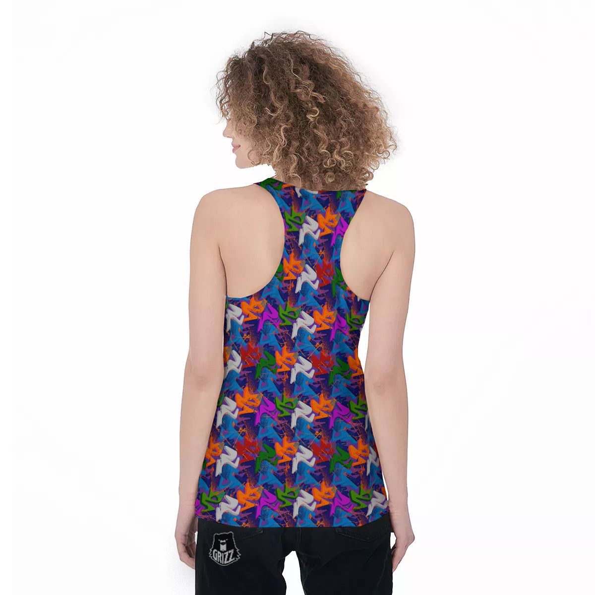 Funky Abstract Print Pattern Women's Racerback Tank Top-grizzshop