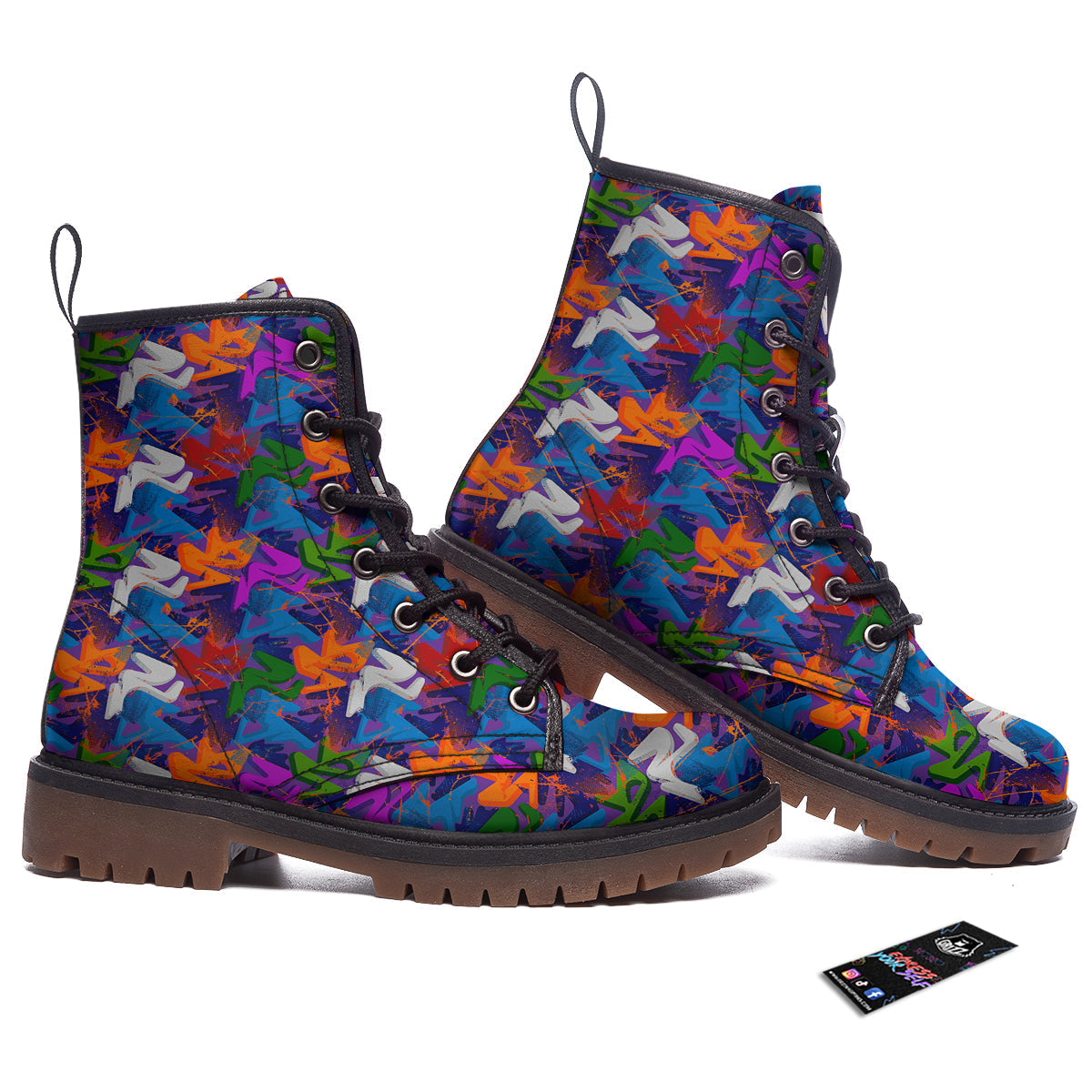 Funky Abstract Print Pattern Work Boots-grizzshop