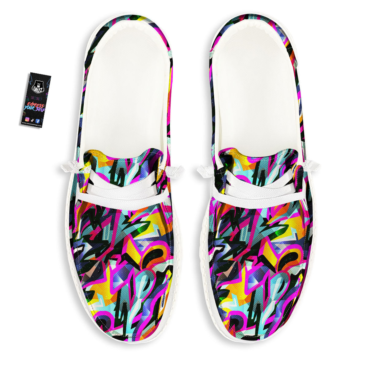 Funky Psychedelic Print Pattern Black Loafers-grizzshop