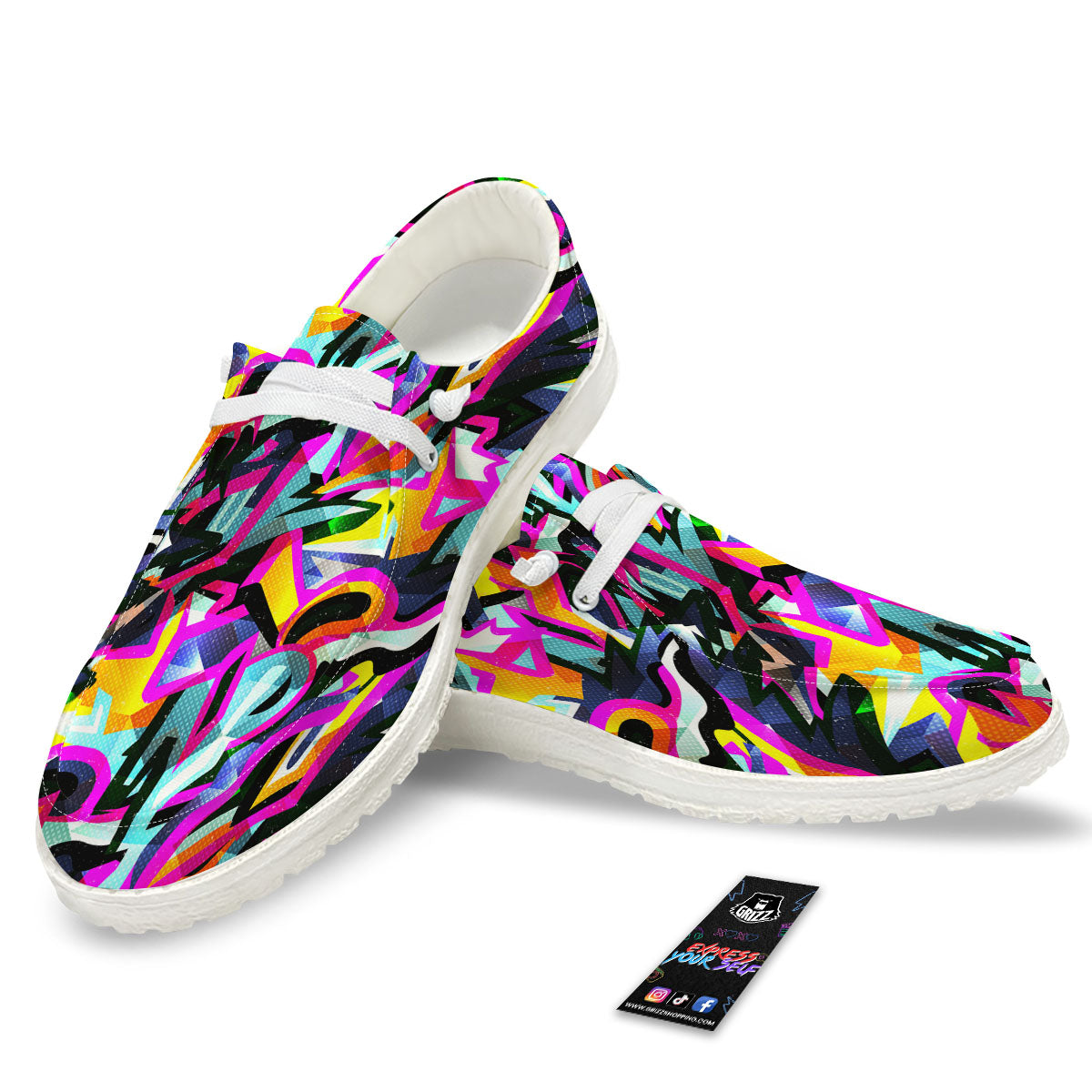 Funky Psychedelic Print Pattern Black Loafers-grizzshop