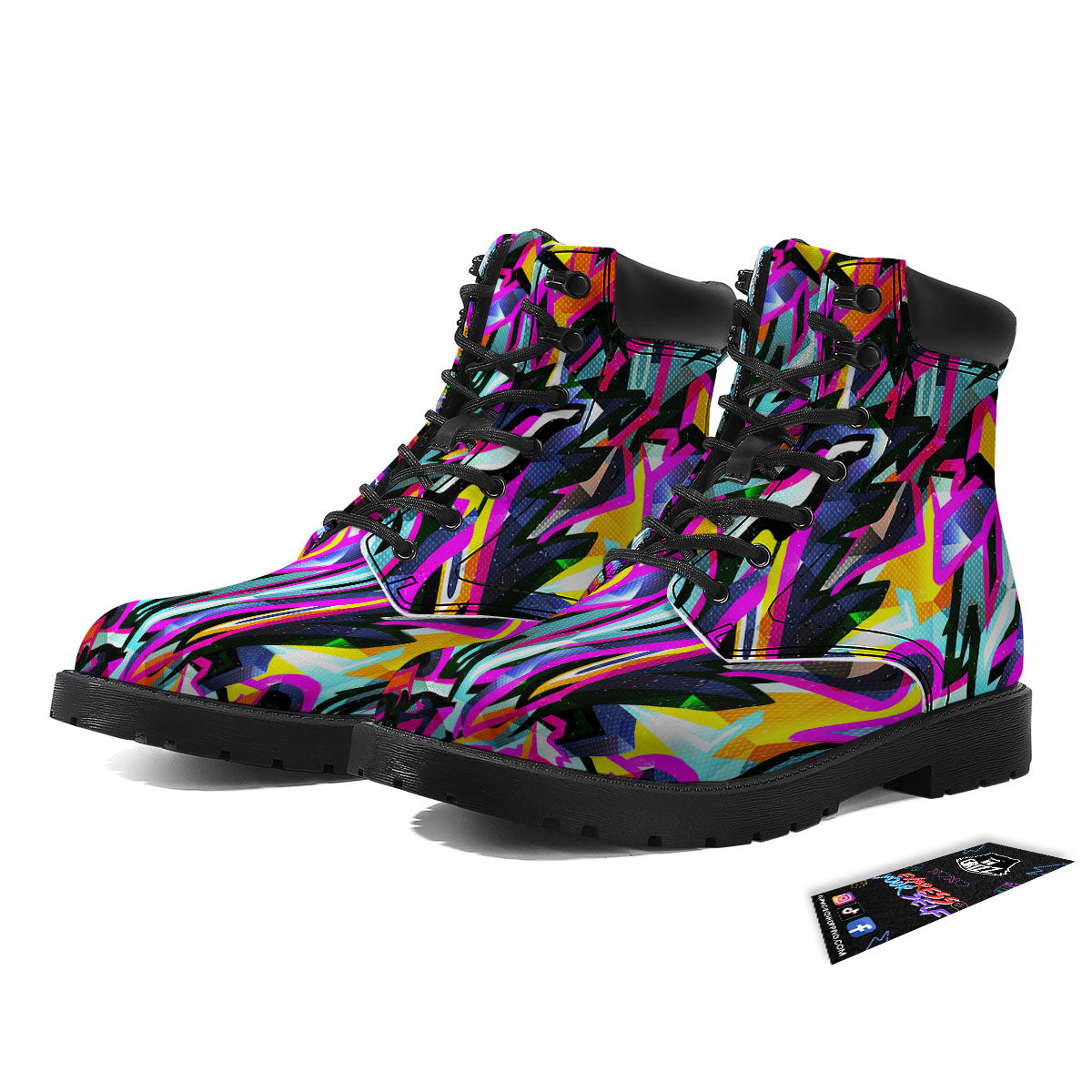 Funky Psychedelic Print Pattern Boots-grizzshop