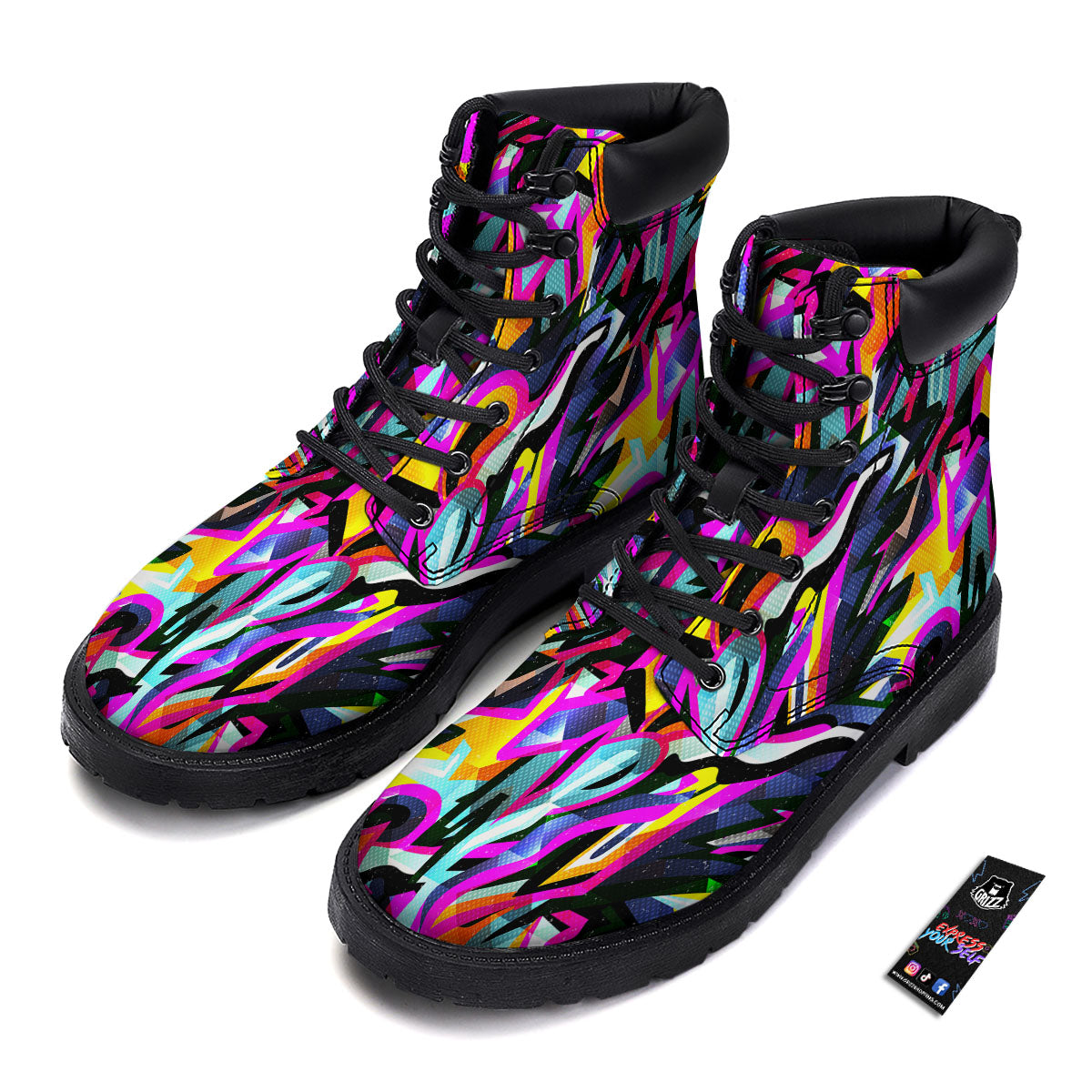 Funky Psychedelic Print Pattern Boots-grizzshop