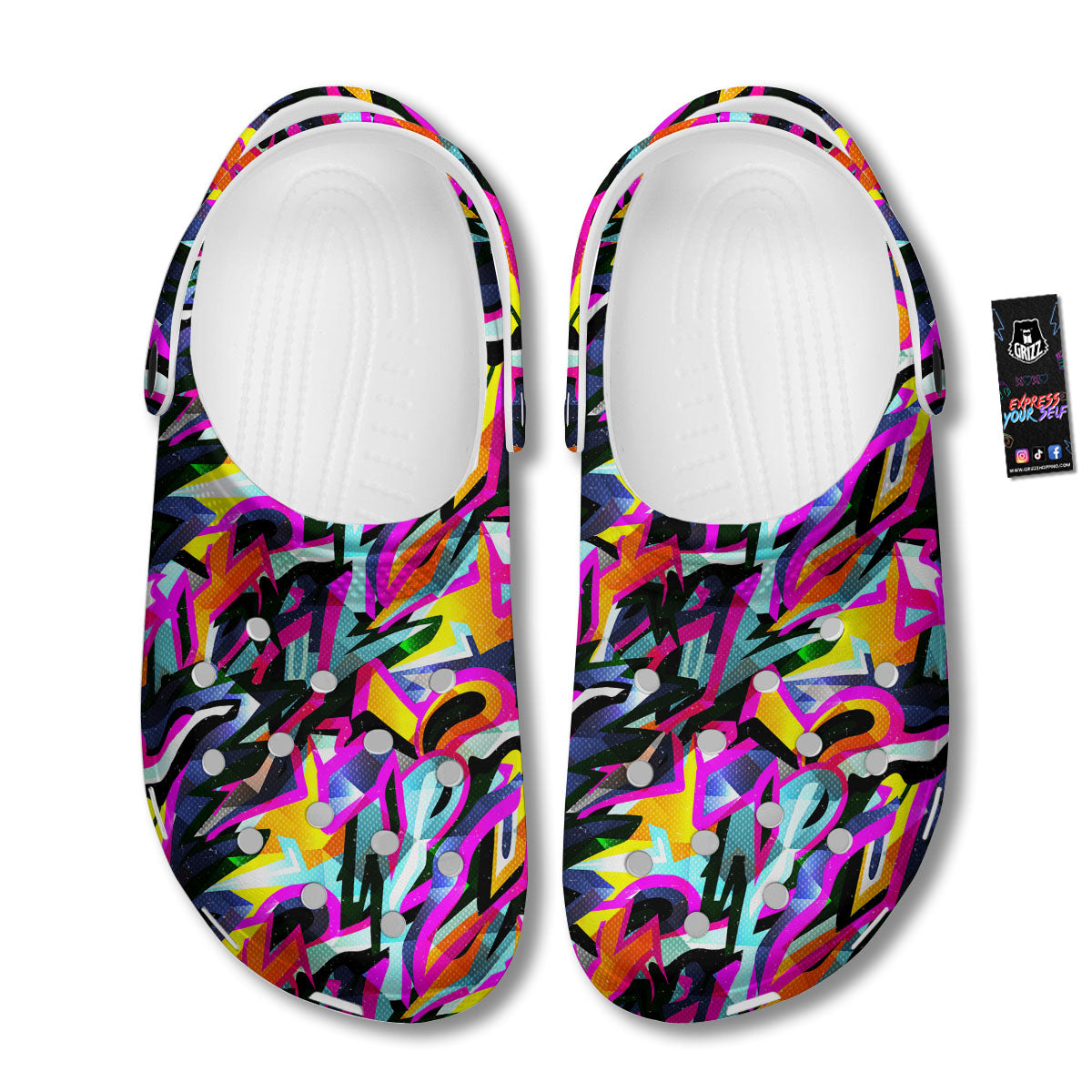 Funky Psychedelic Print Pattern Clog-grizzshop