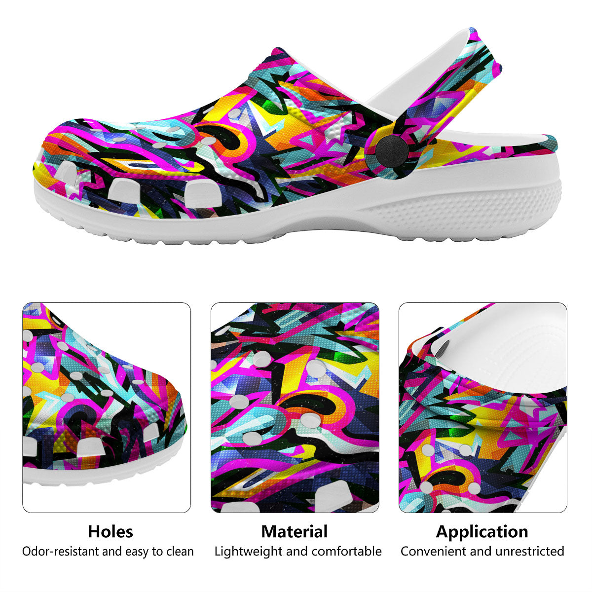 Funky Psychedelic Print Pattern Clog-grizzshop