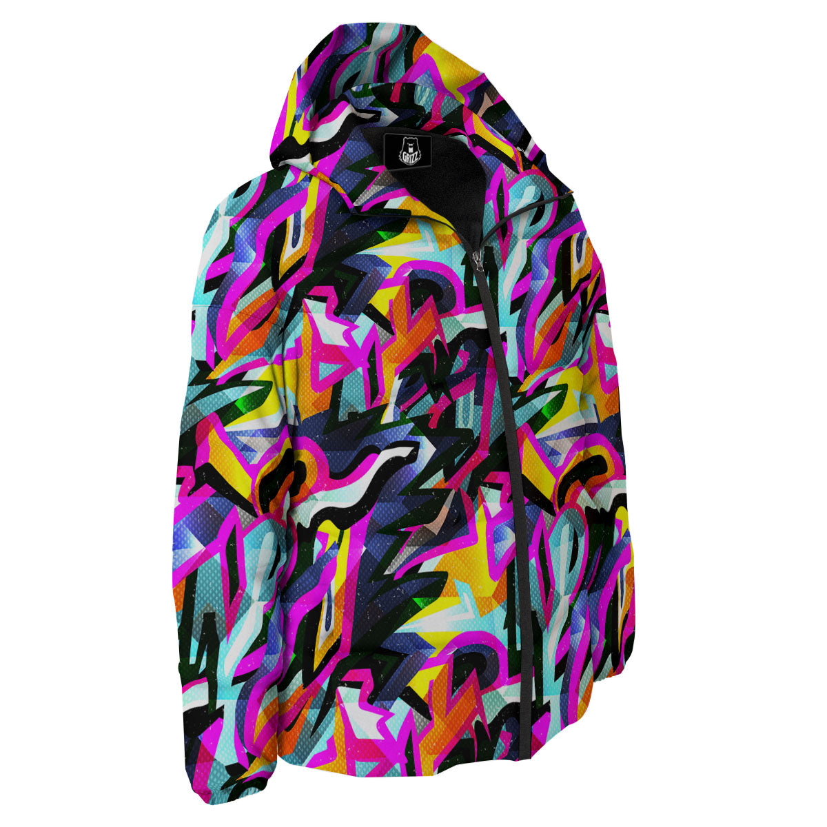 Funky Psychedelic Print Pattern Down Jacket-grizzshop