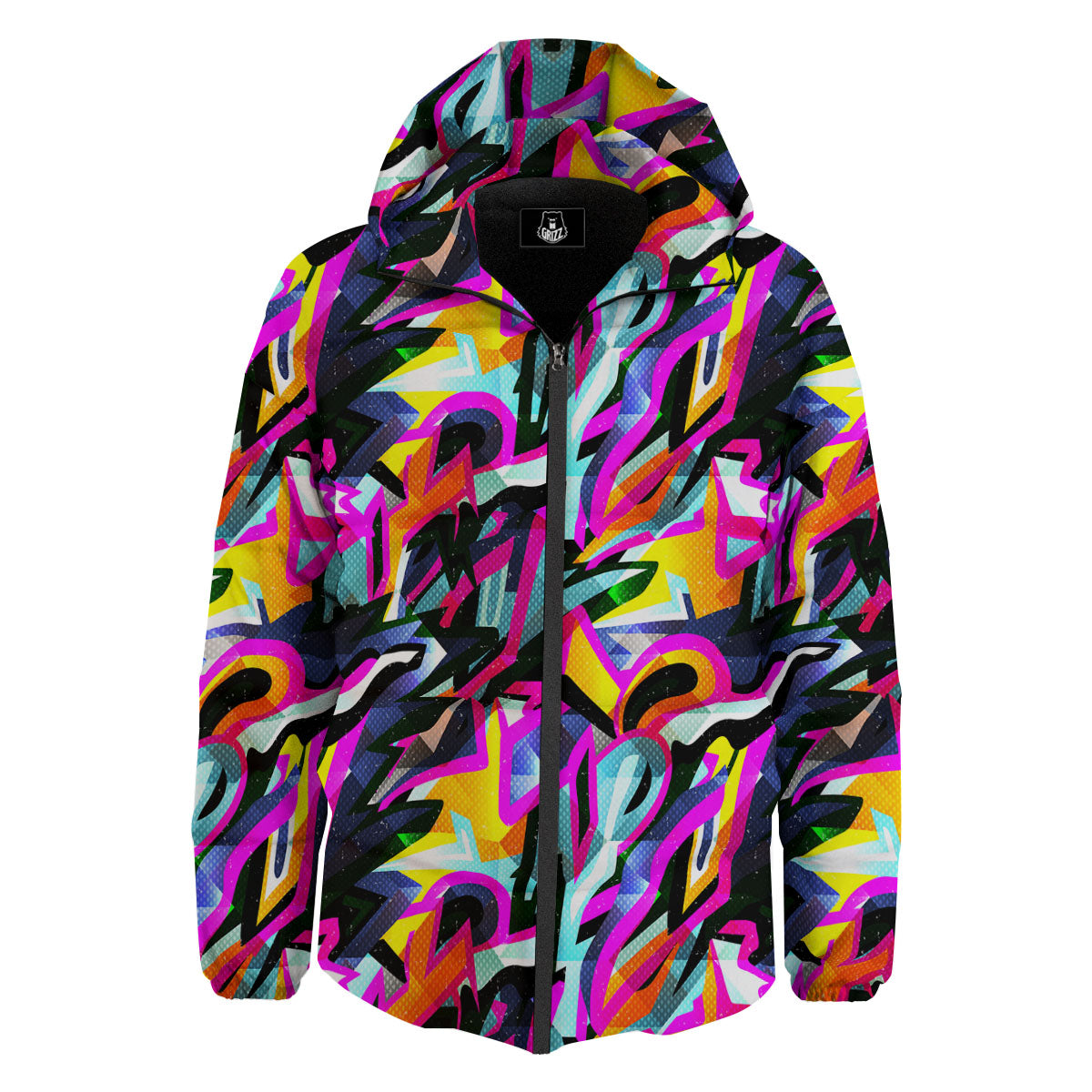 Funky Psychedelic Print Pattern Down Jacket-grizzshop
