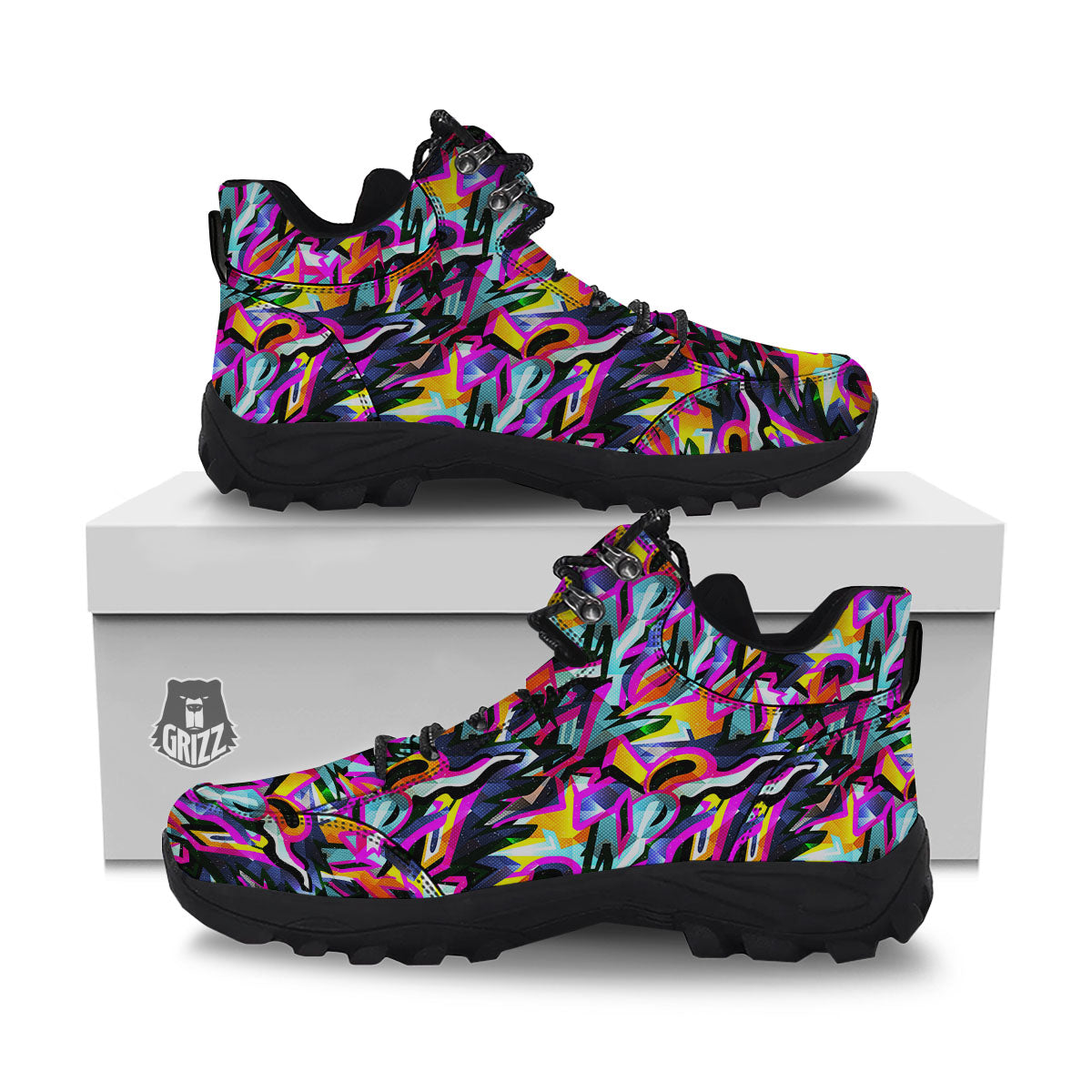 Funky Psychedelic Print Pattern Hiking Shoes-grizzshop