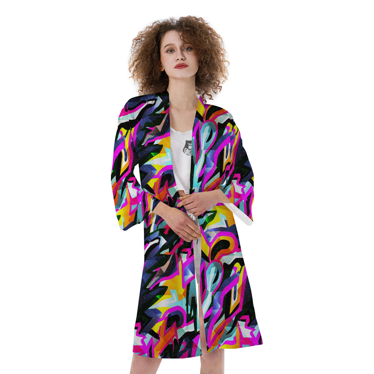 Funky Psychedelic Print Pattern Kimono-grizzshop