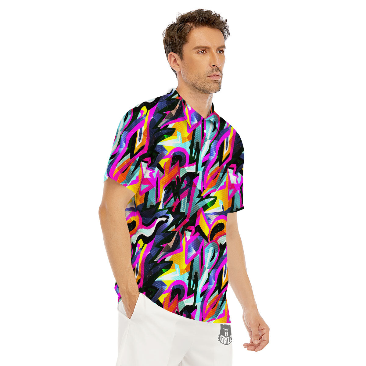 Funky Psychedelic Print Pattern Men's Golf Shirts-grizzshop