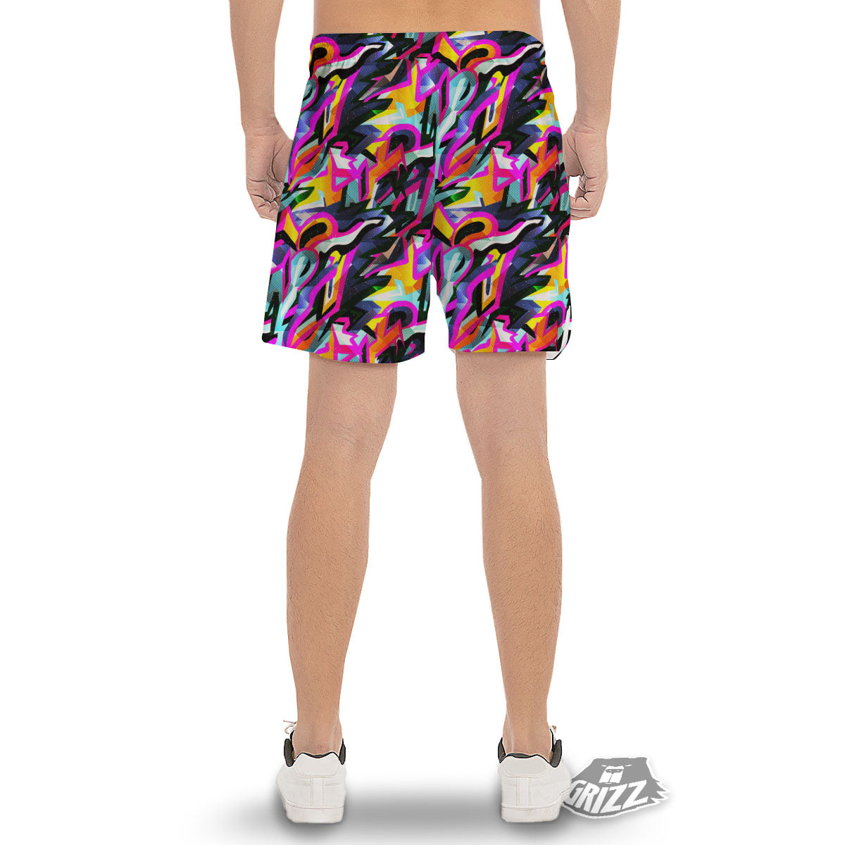 Funky Psychedelic Print Pattern Men's Gym Shorts-grizzshop