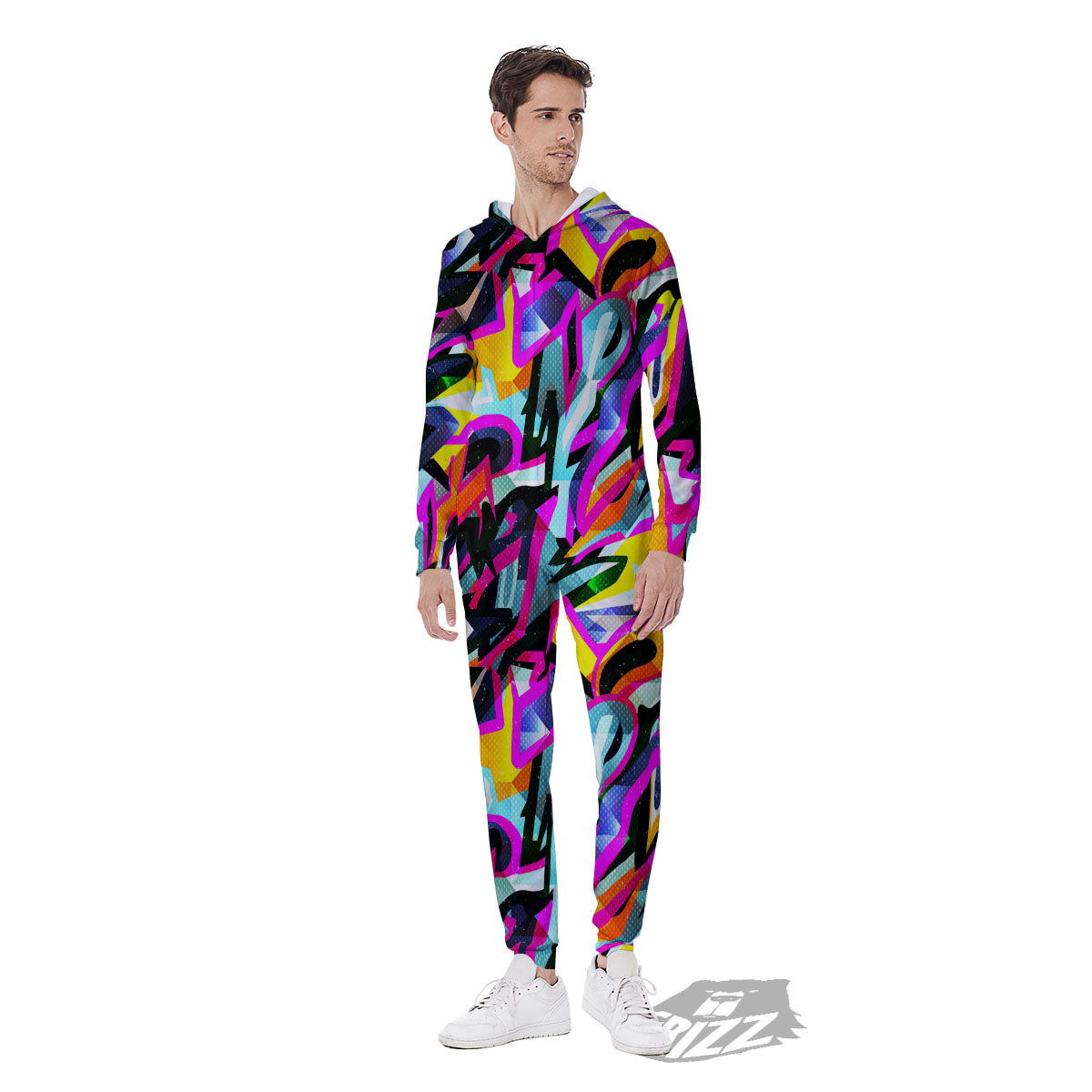 Funky Psychedelic Print Pattern Men's Jumpsuit-grizzshop