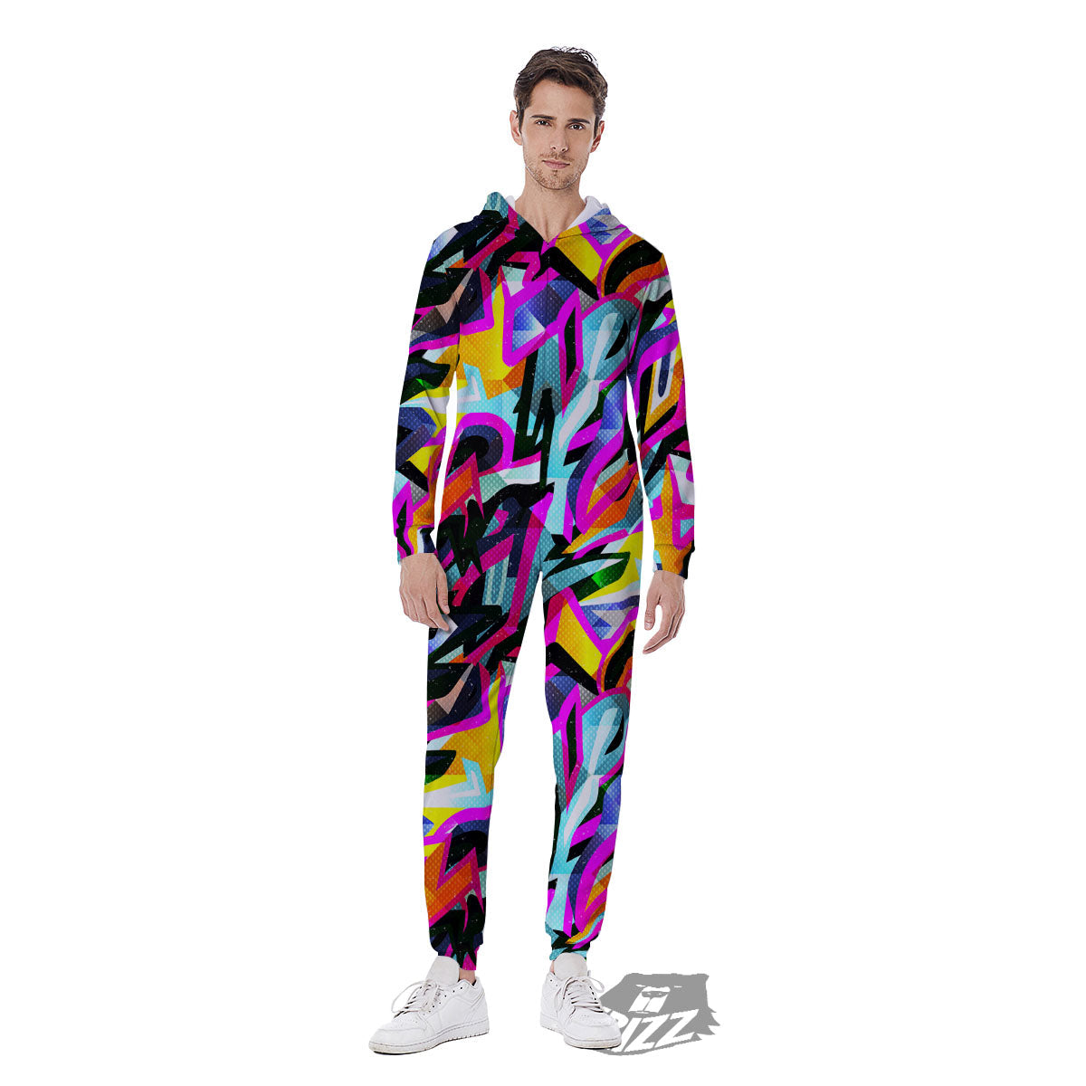 Funky Psychedelic Print Pattern Men's Jumpsuit-grizzshop