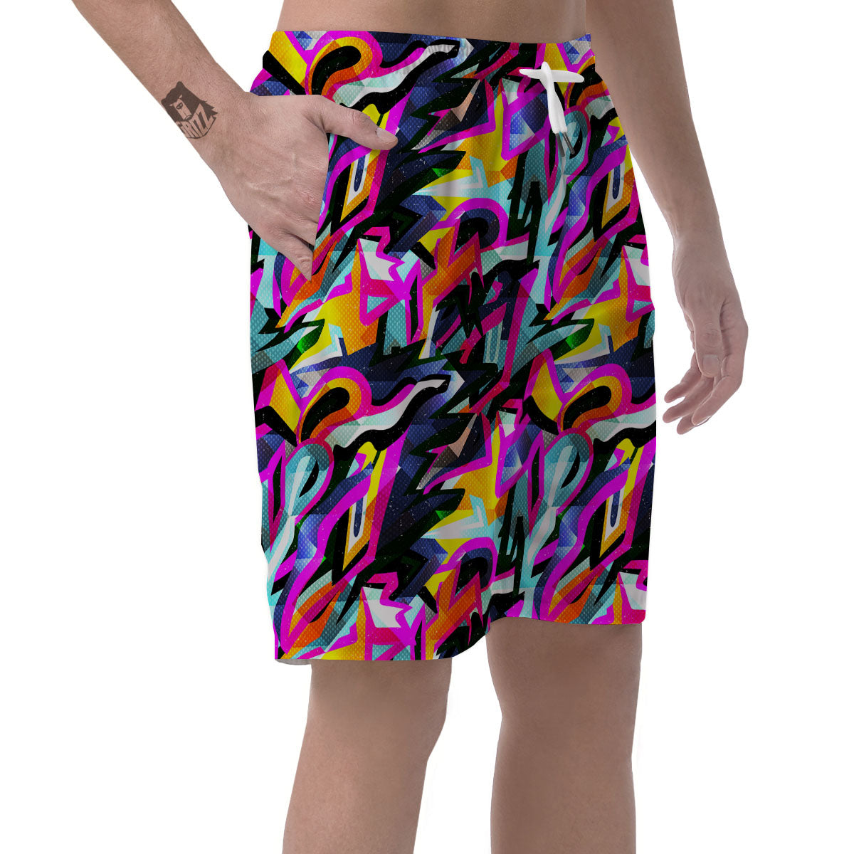 Funky Psychedelic Print Pattern Men's Shorts-grizzshop