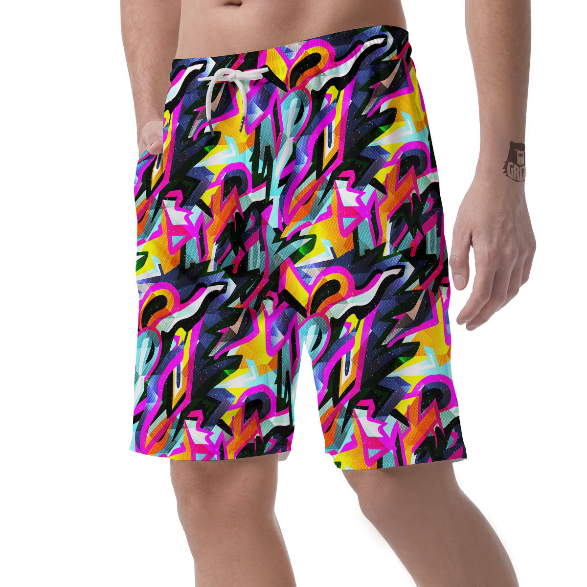 Funky Psychedelic Print Pattern Men's Shorts-grizzshop