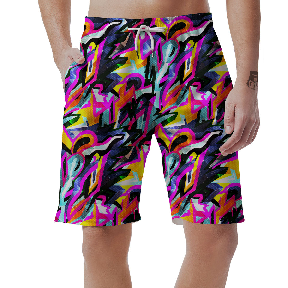 Funky Psychedelic Print Pattern Men's Shorts-grizzshop