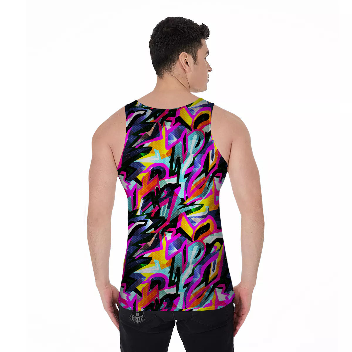 Funky Psychedelic Print Pattern Men's Tank Top-grizzshop