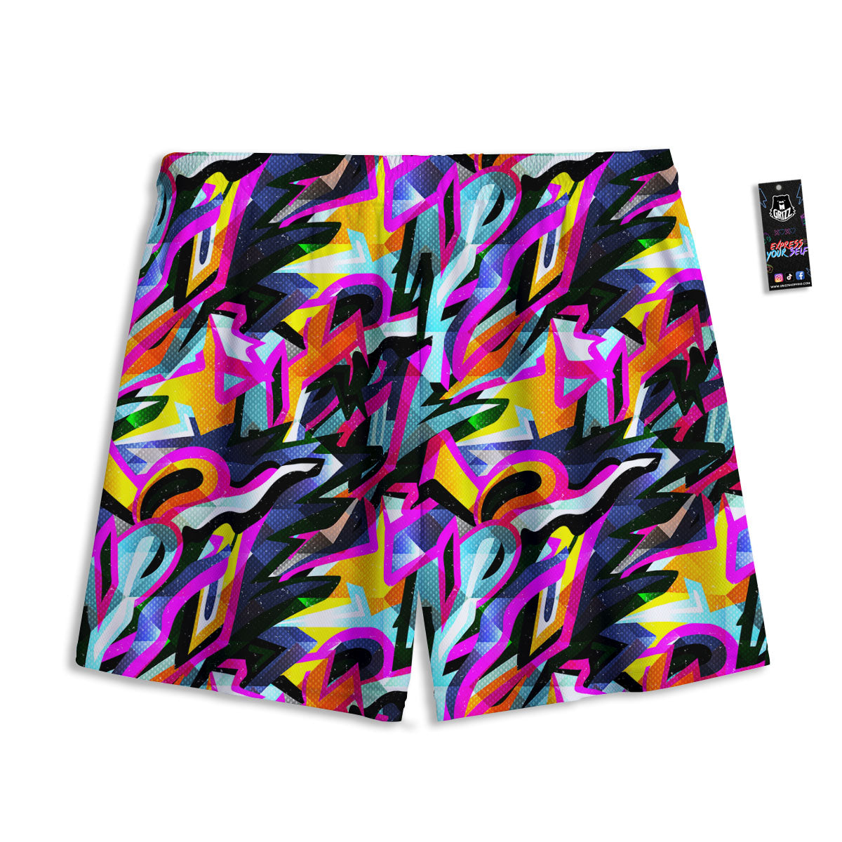 Funky Psychedelic Print Pattern Mesh Shorts-grizzshop