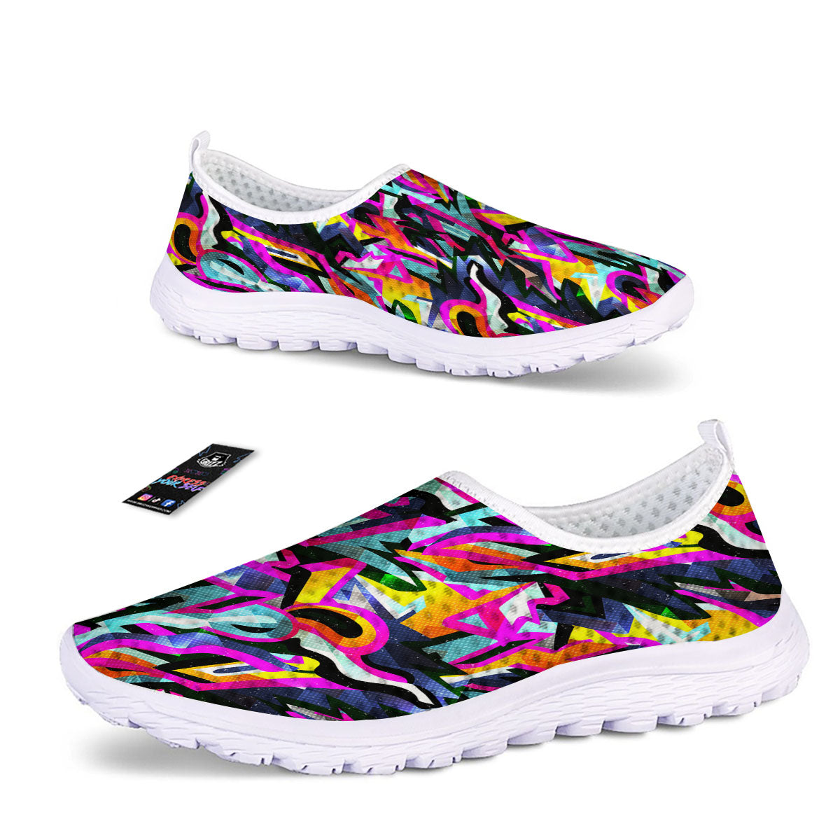Funky Psychedelic Print Pattern Nurse Shoes-grizzshop