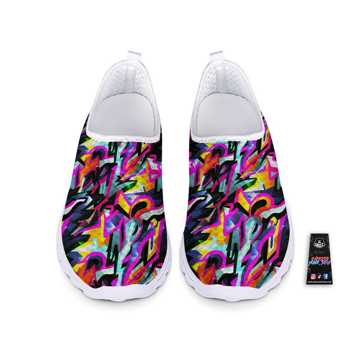 Funky Psychedelic Print Pattern Nurse Shoes-grizzshop