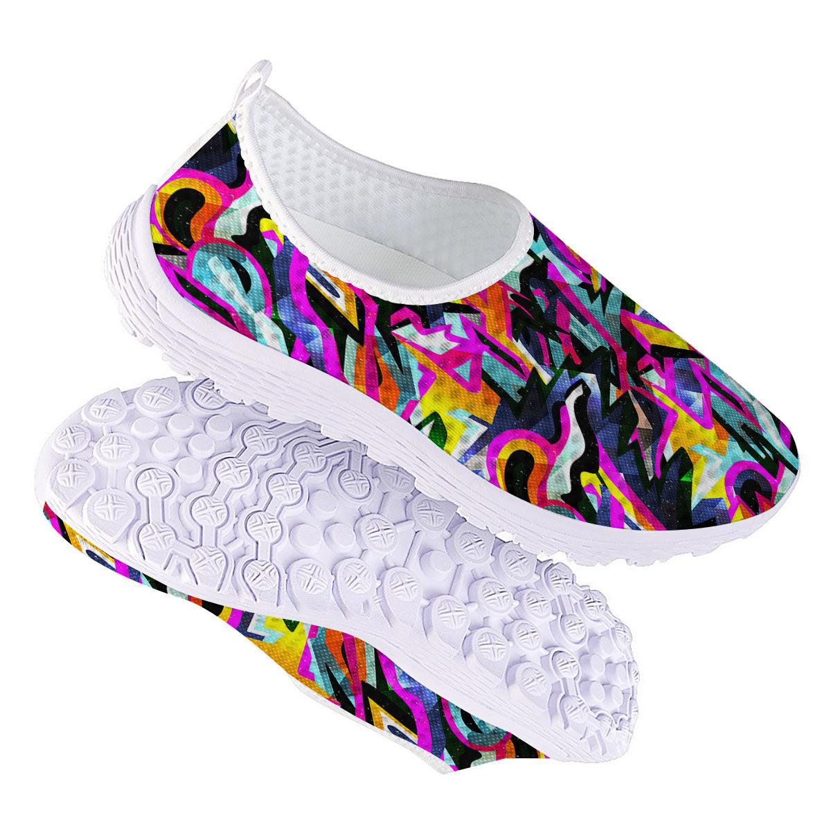 Funky Psychedelic Print Pattern Nurse Shoes-grizzshop