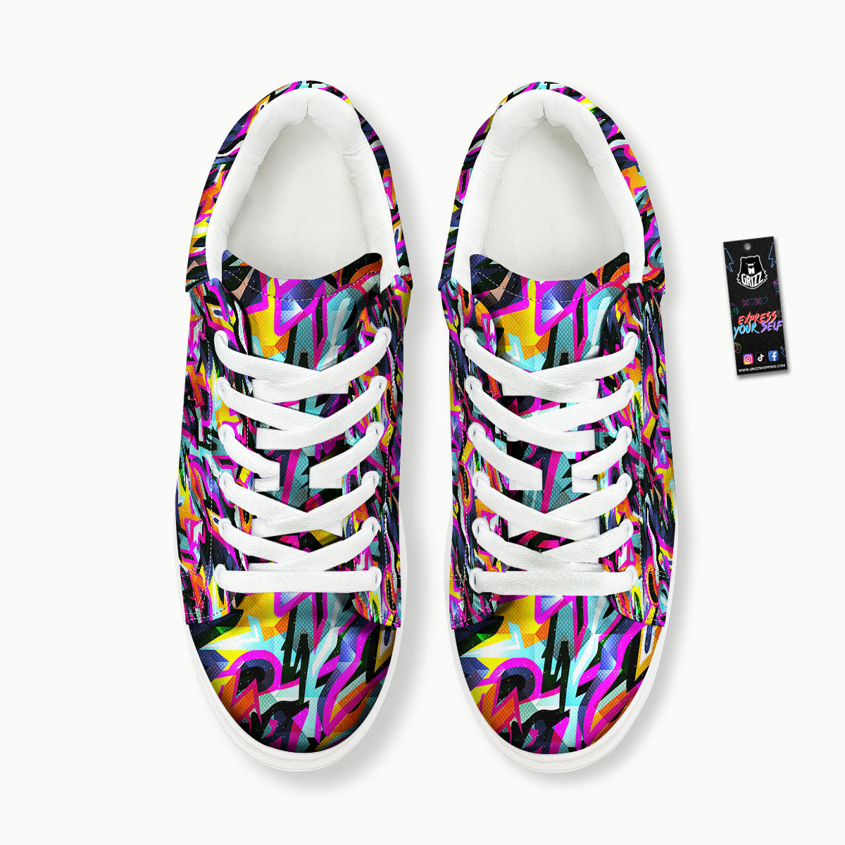 Funky Psychedelic Print Pattern Platform Shoes-grizzshop