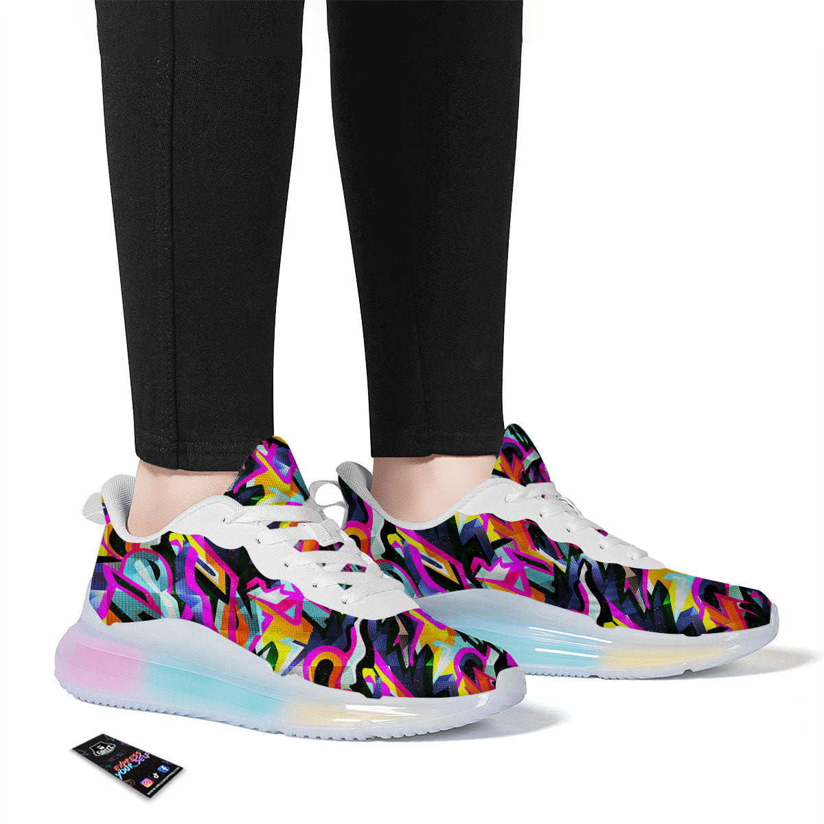 Funky Psychedelic Print Pattern Running Sneakers-grizzshop