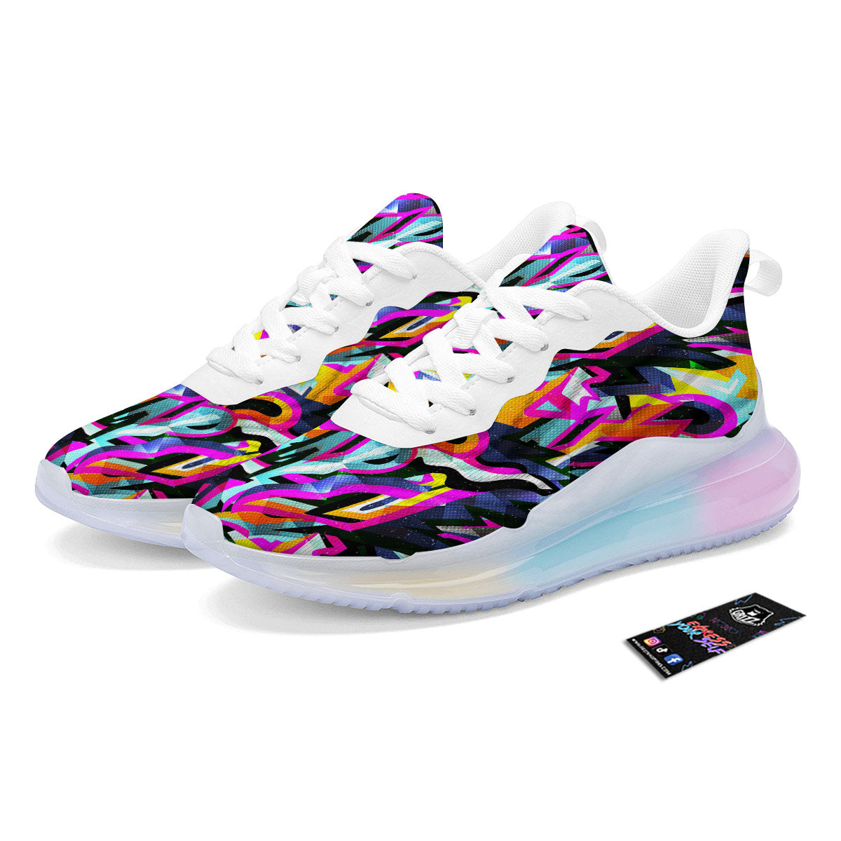 Funky Psychedelic Print Pattern Running Sneakers-grizzshop