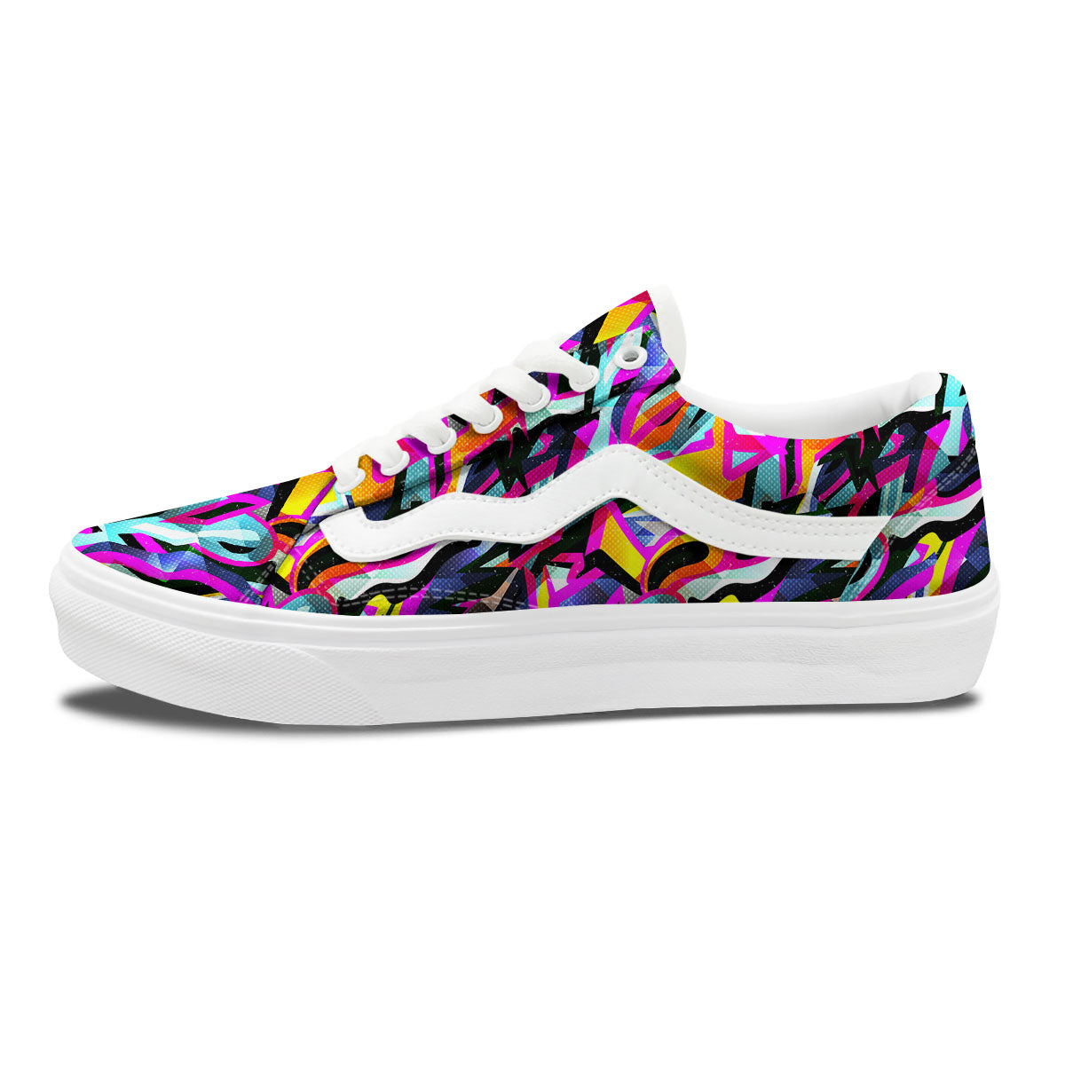 Funky Psychedelic Print Pattern Skate Shoes-grizzshop
