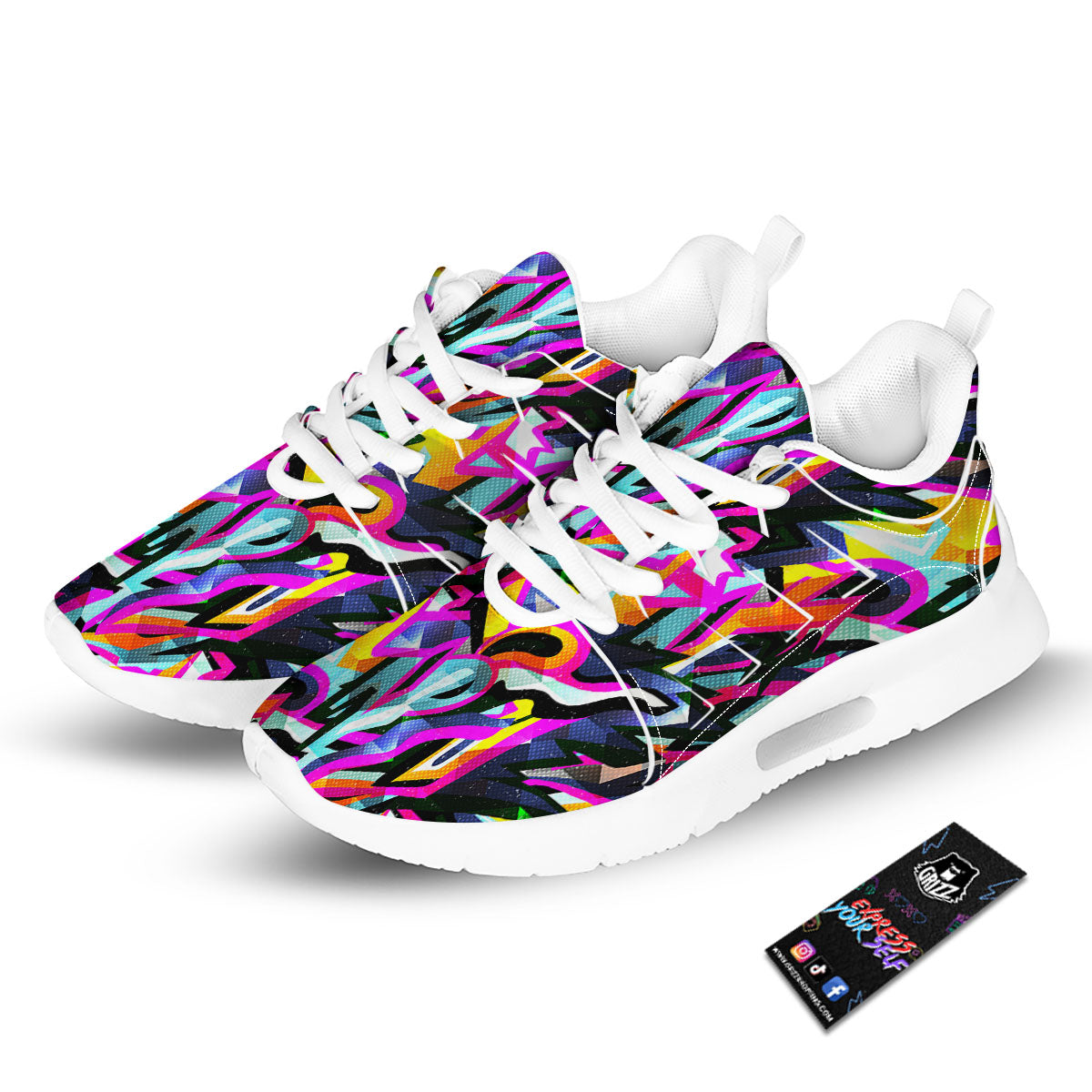 Funky Psychedelic Print Pattern Tennis Shoes-grizzshop