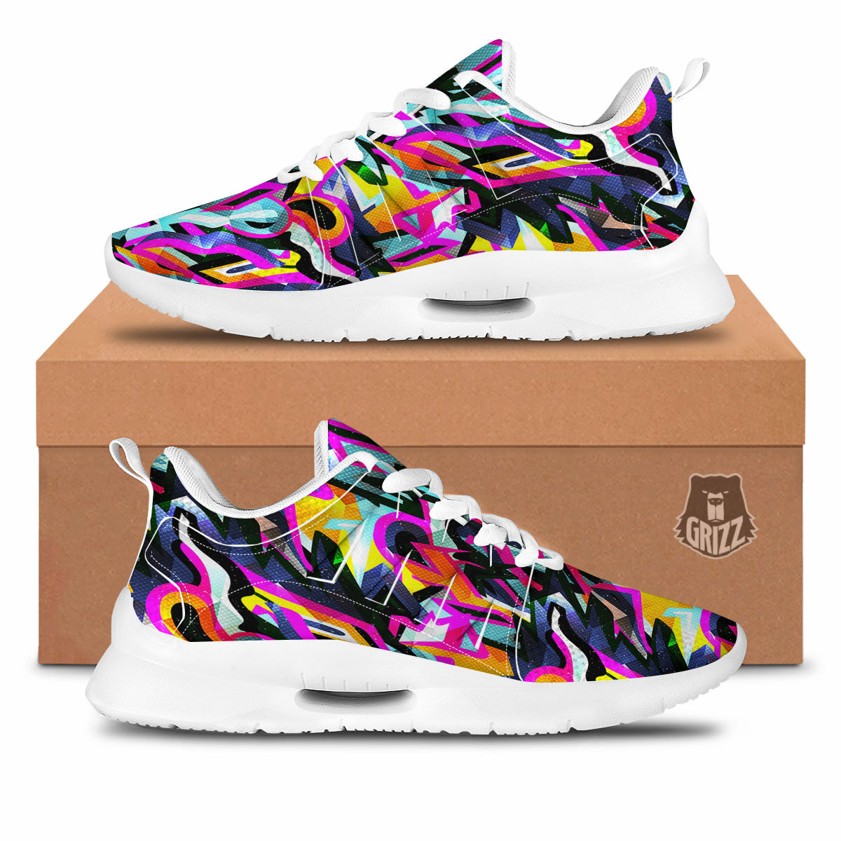 Funky Psychedelic Print Pattern Tennis Shoes-grizzshop