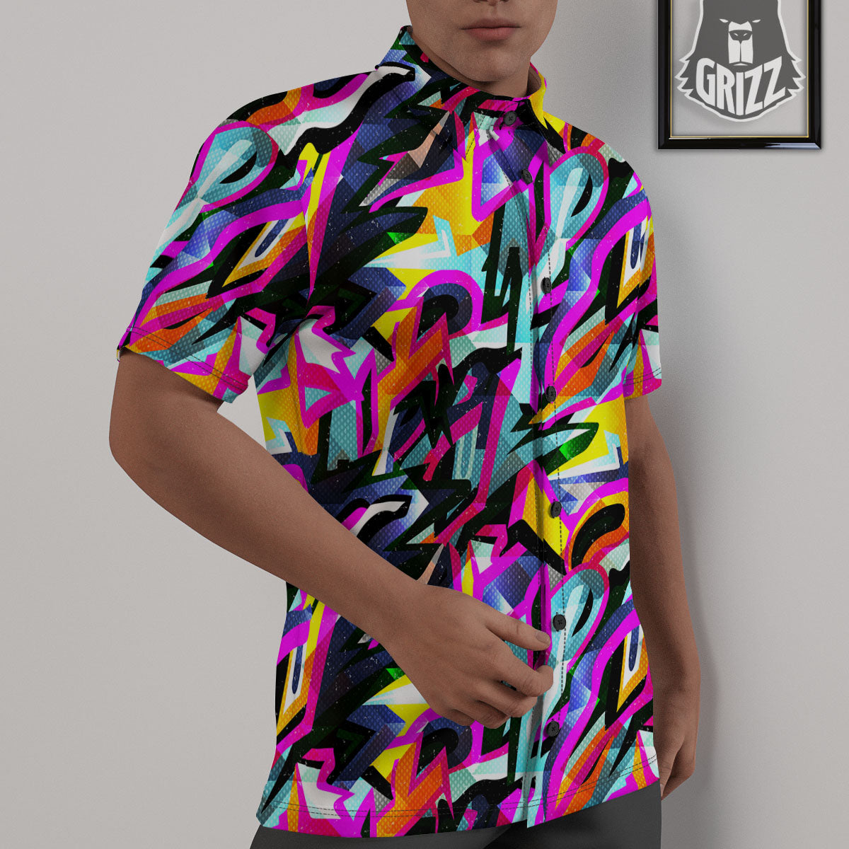 Funky Psychedelic Print Pattern Untucked Shirts-grizzshop