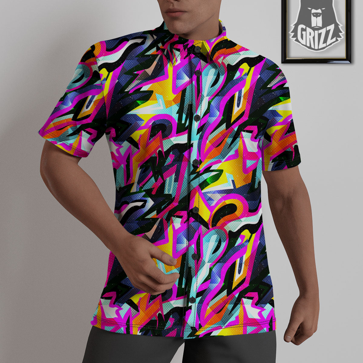 Funky Psychedelic Print Pattern Untucked Shirts-grizzshop