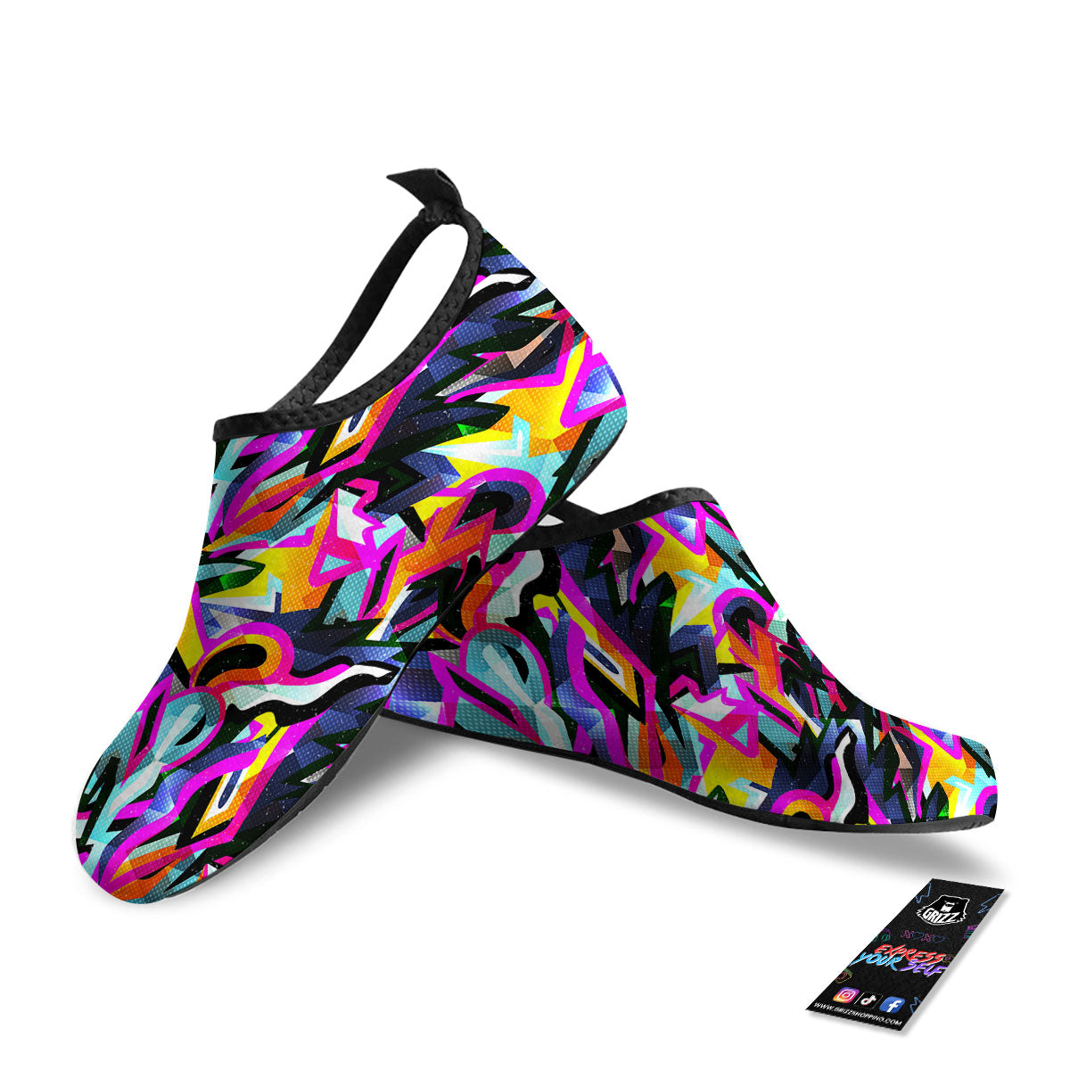 Funky Psychedelic Print Pattern Water Shoes-grizzshop