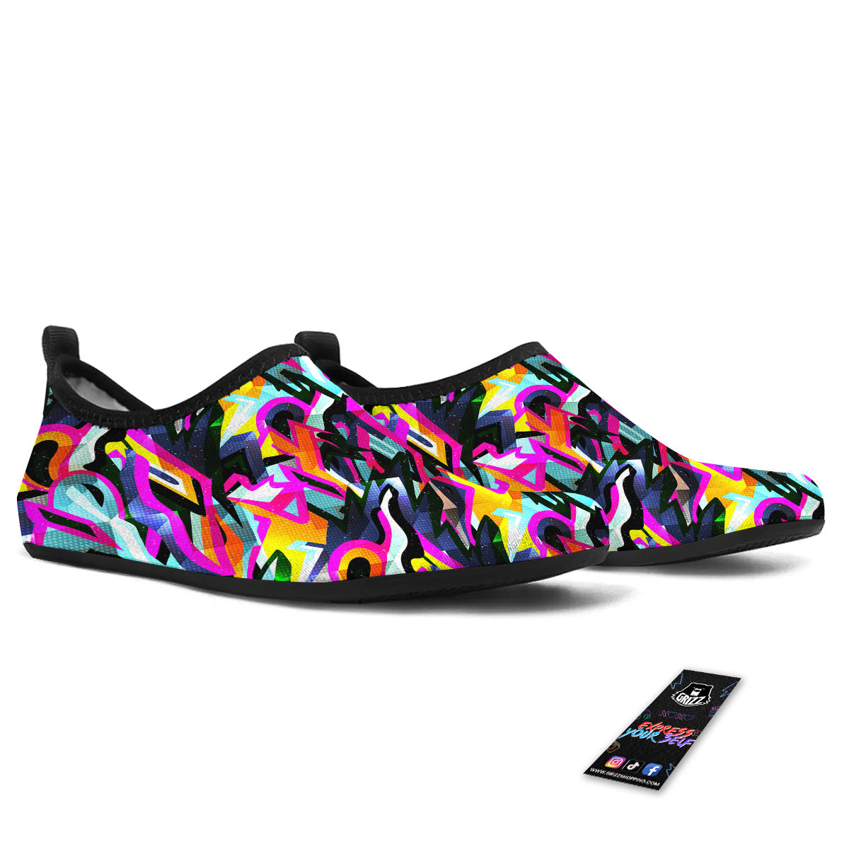 Funky Psychedelic Print Pattern Water Shoes-grizzshop