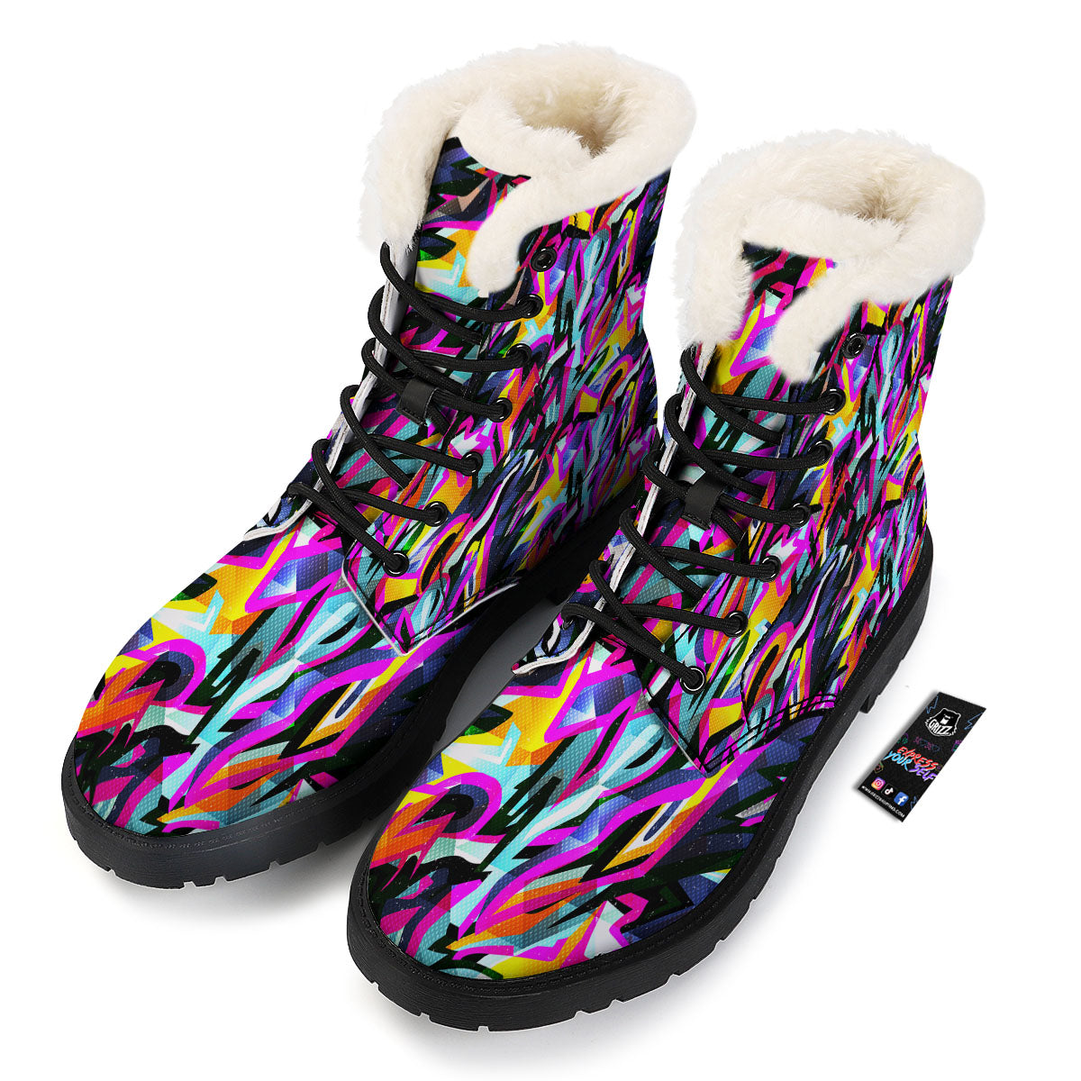 Funky Psychedelic Print Pattern Winter Boots-grizzshop