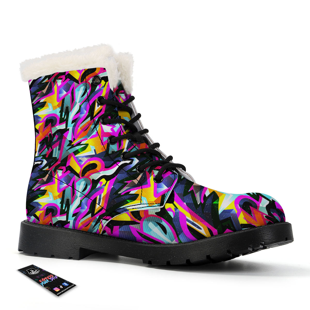 Funky Psychedelic Print Pattern Winter Boots-grizzshop