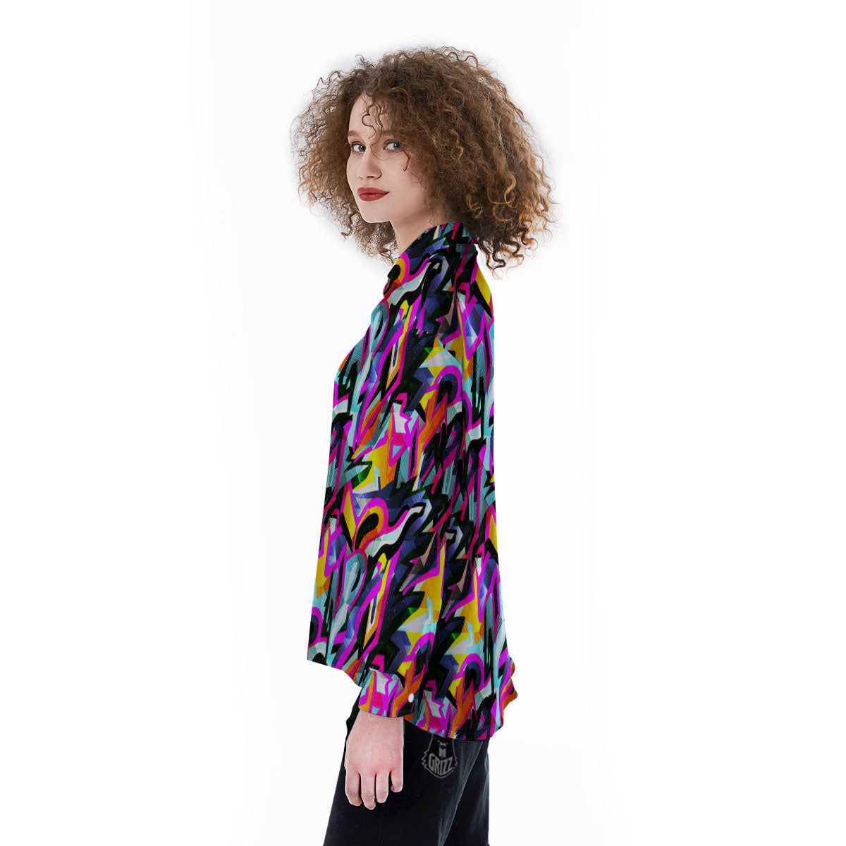Funky Psychedelic Print Pattern Women's Long Sleeve Shirts-grizzshop
