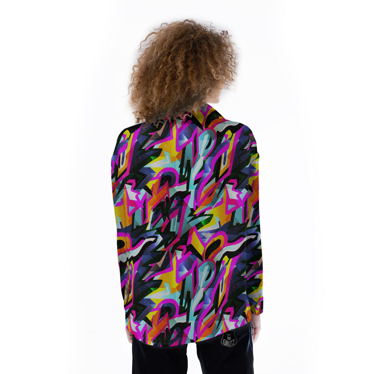 Funky Psychedelic Print Pattern Women's Long Sleeve Shirts-grizzshop