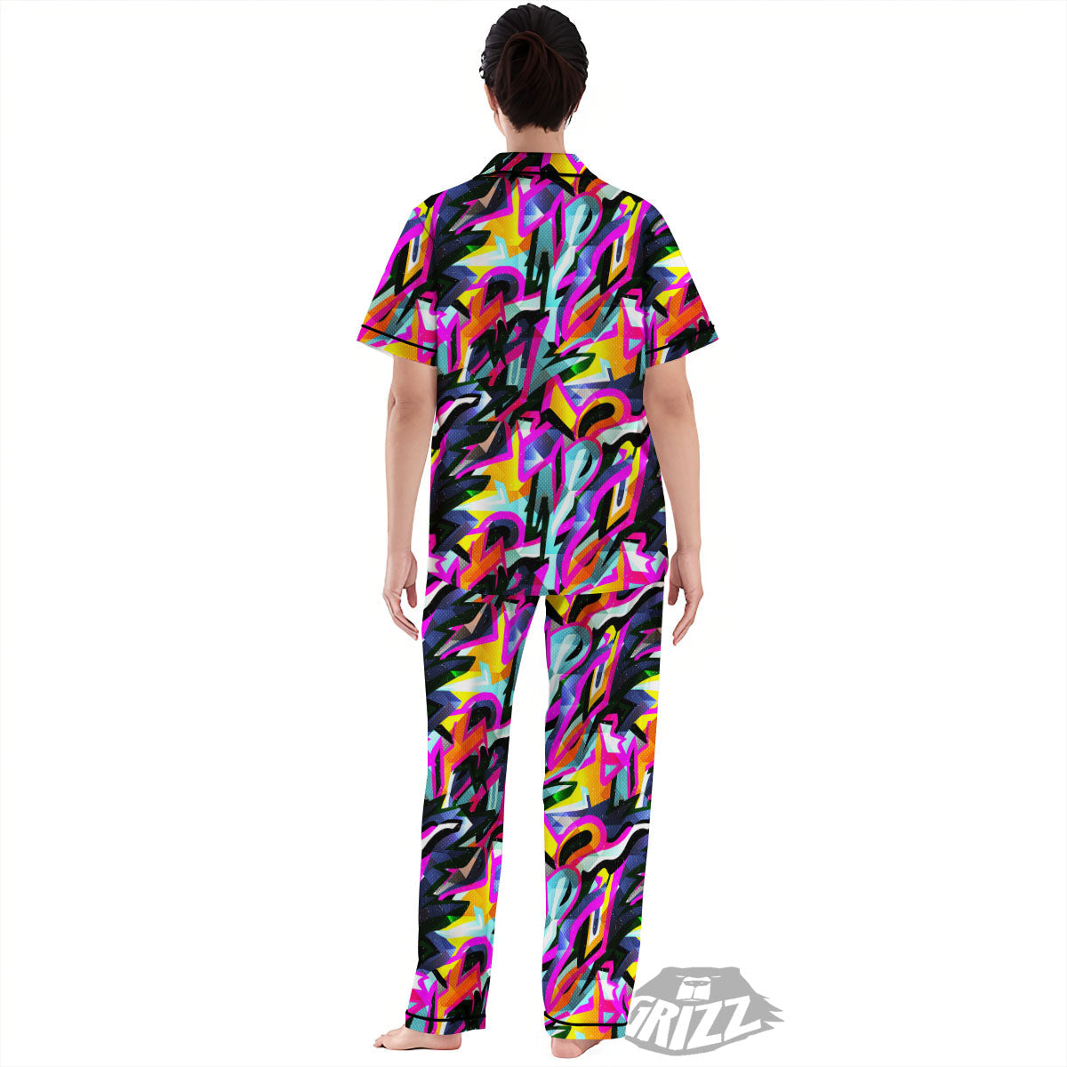 Funky Psychedelic Print Pattern Women's Pajamas Set-grizzshop
