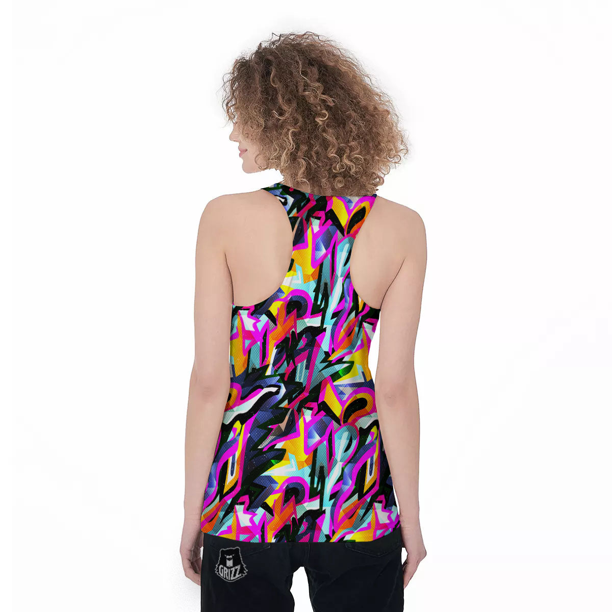 Funky Psychedelic Print Pattern Women's Racerback Tank Top-grizzshop